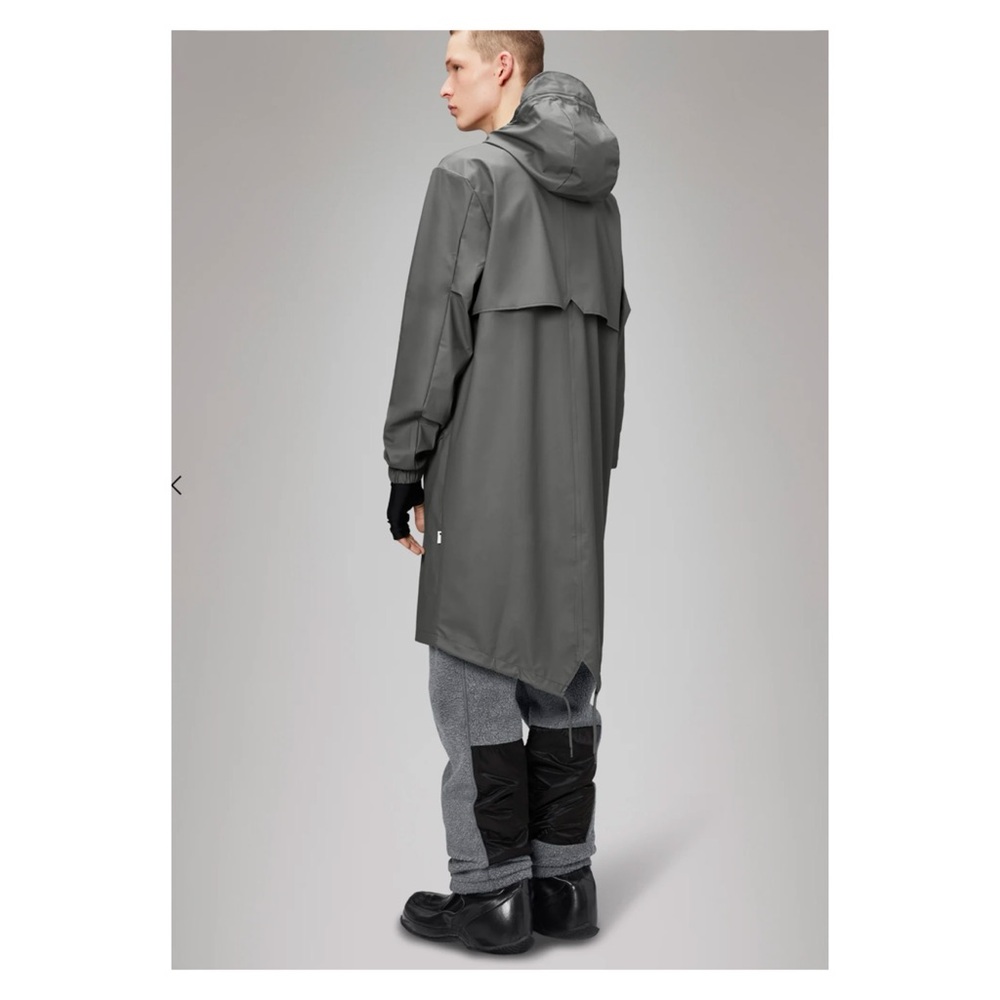 New! RAINS Fishtail Drawstring Hood Coated Parka - Picture 4 of 12